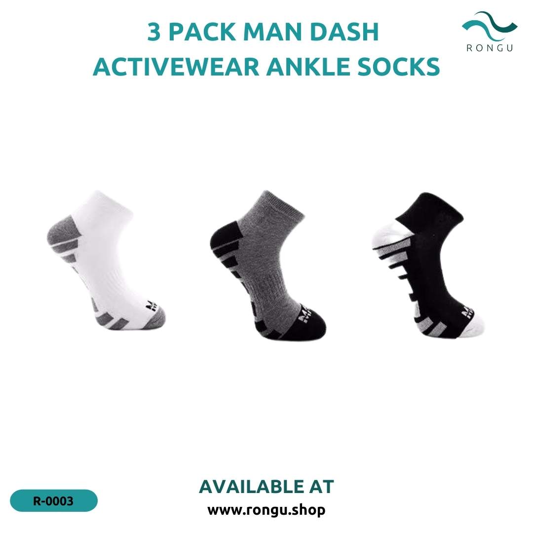 MAN Dash Activewear Ankle Socks: 3 Pack