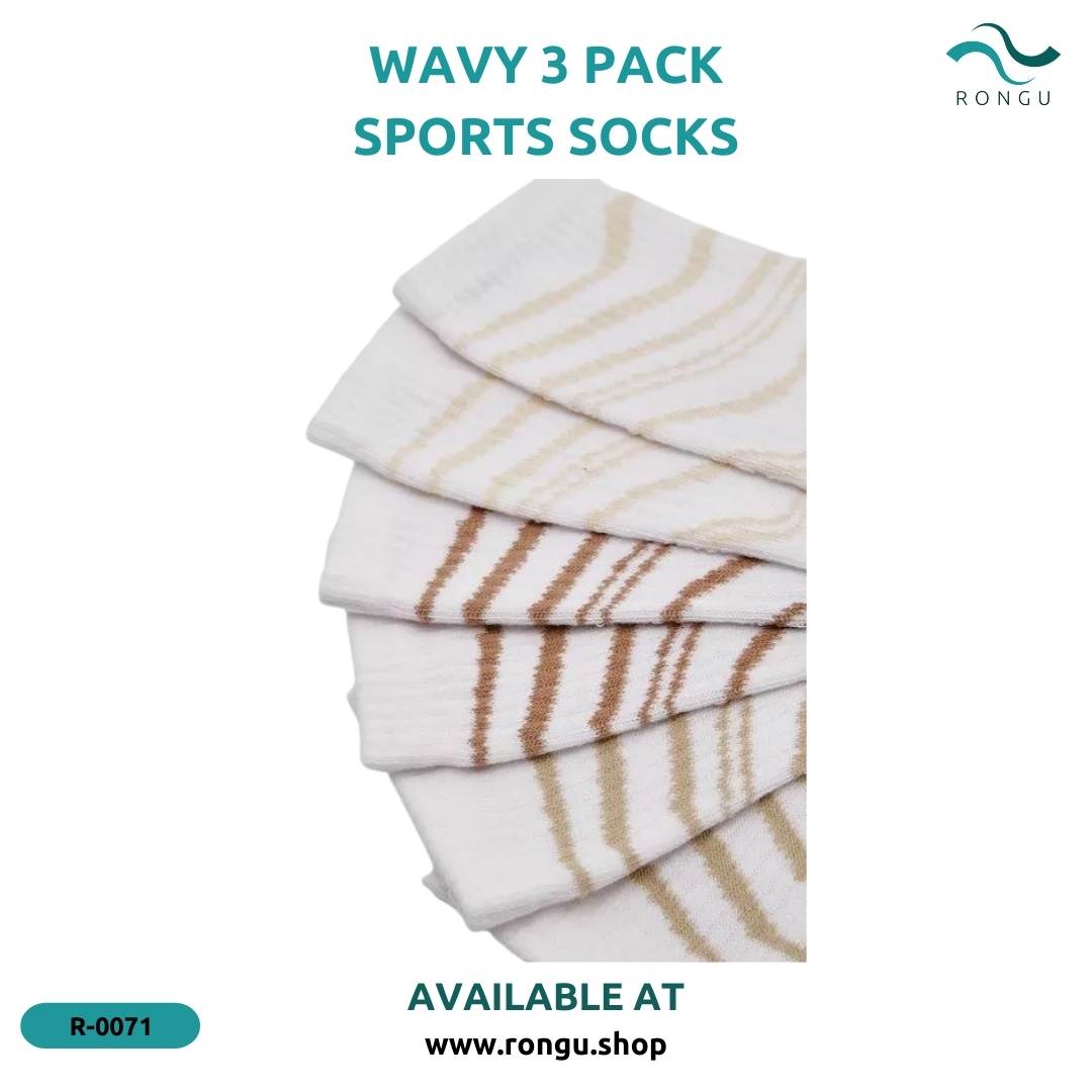 Wavy 3 Pack Sports Socks